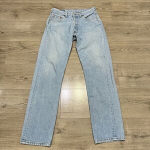 Vintage 1996 Levi's 501 Jeans USA Made W30 L32 90s Light Wash Straight Leg Denim